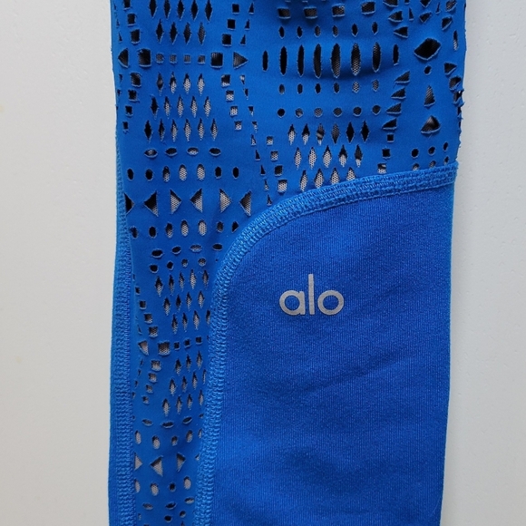 Alo Royal Blue High-Waist Perforated Detail Leggings Size Small Athletic Legging - Picture 8 of 8